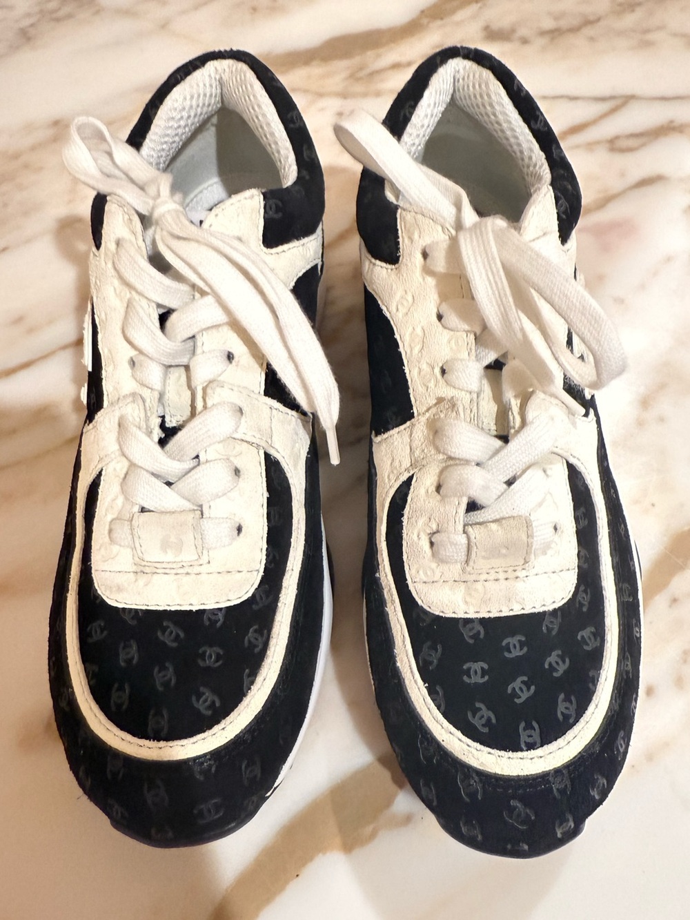Women’s  Black & White Logo Accent Sneakers - Designer Style